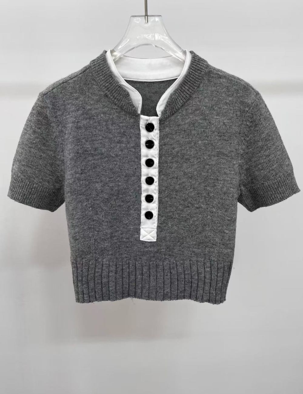 Denim knitted tops ladies chanelstyle skirt a set