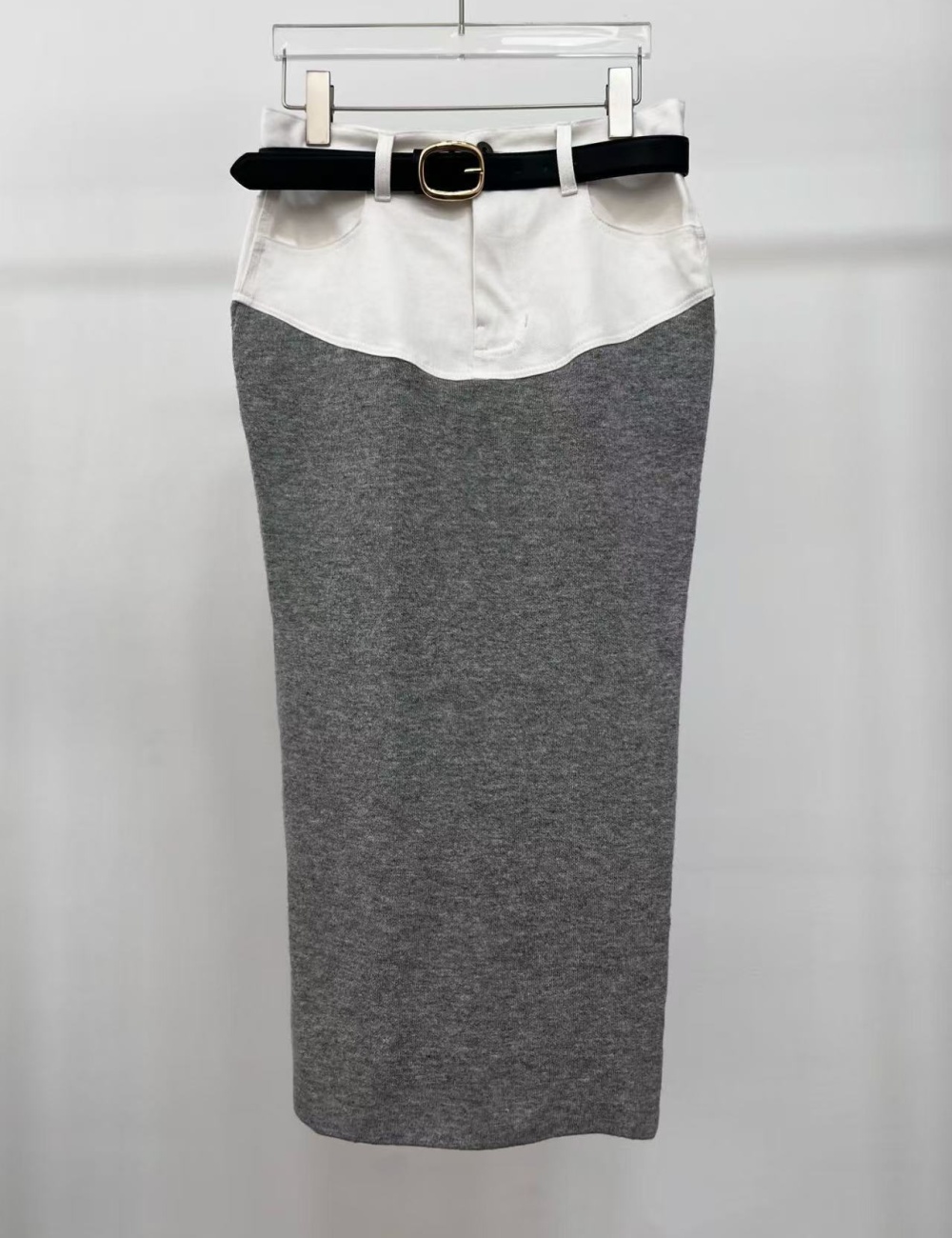 Denim knitted tops ladies chanelstyle skirt a set