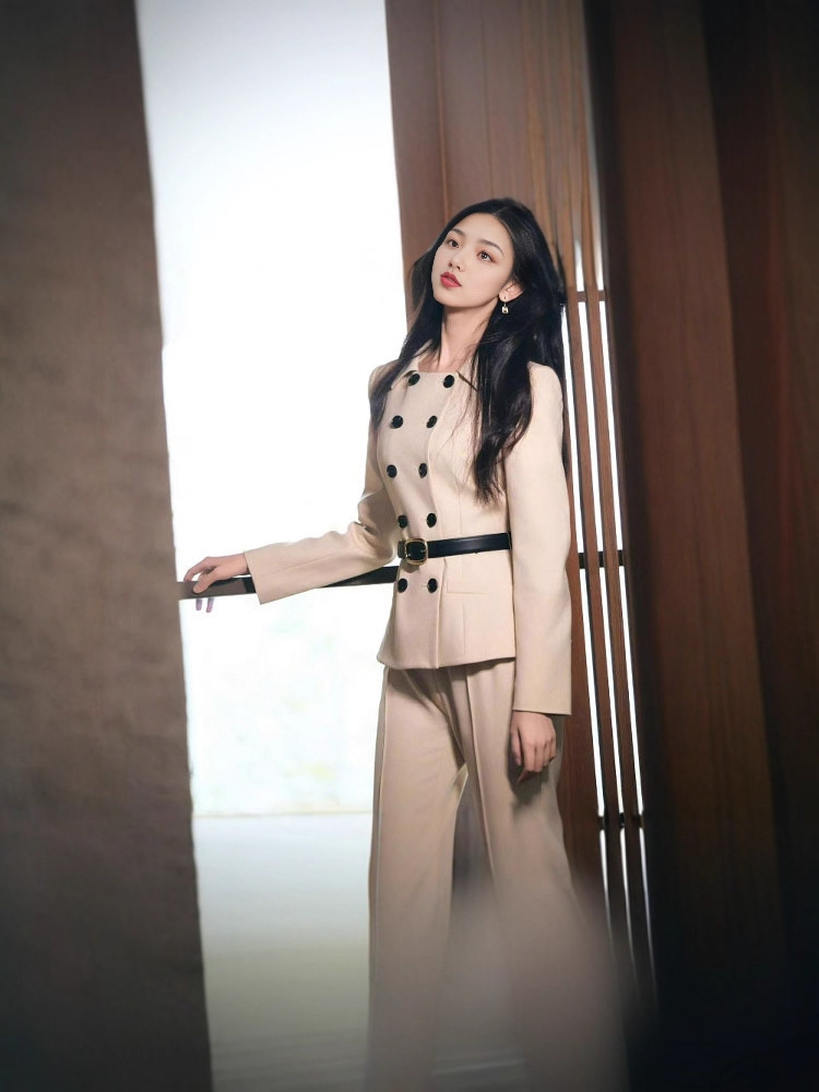 Lapel long pants elegant tops a set for women