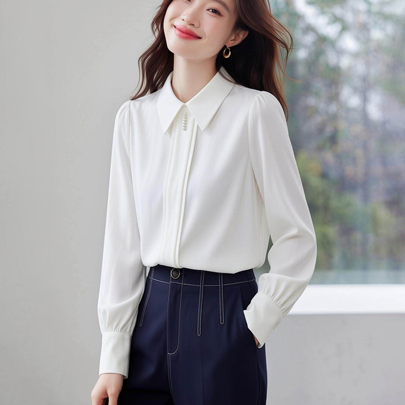 Temperament chiffon tops spring slim shirt for women