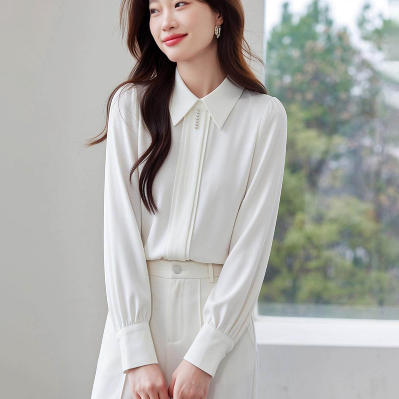 Temperament chiffon tops spring slim shirt for women