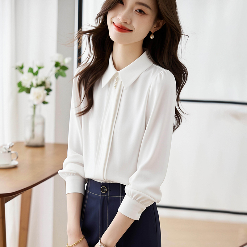 Temperament chiffon tops spring slim shirt for women