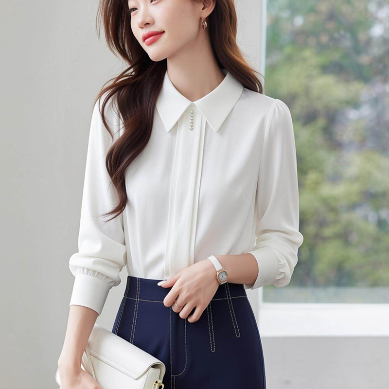 Temperament chiffon tops spring slim shirt for women