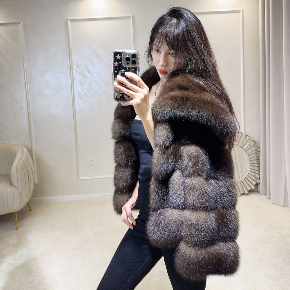 Trumpet sleeves large lapel faux fur retro coat