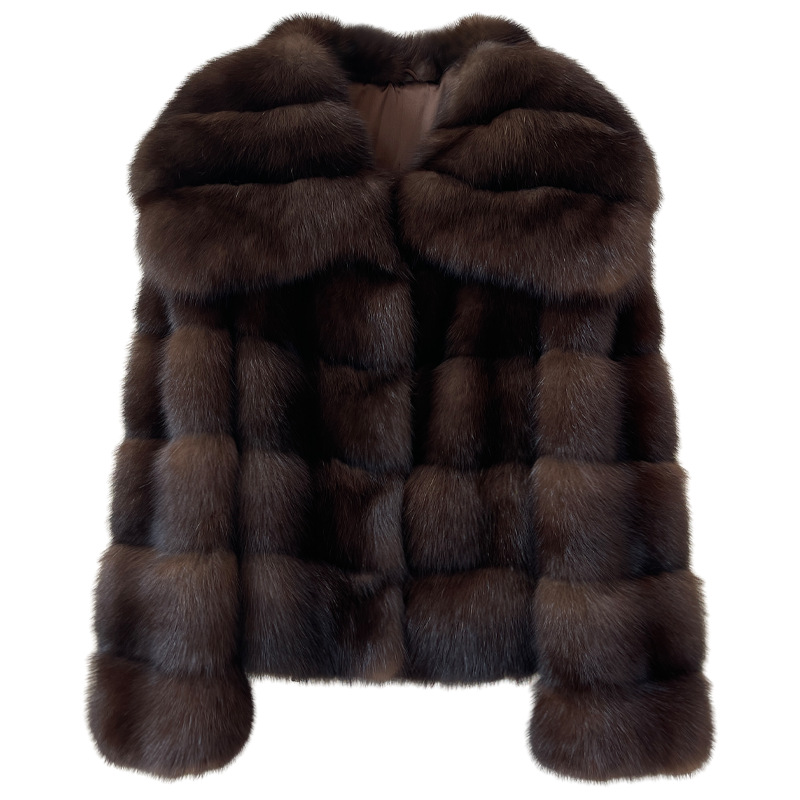 Trumpet sleeves large lapel faux fur retro coat