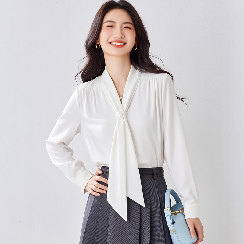 V-neck shirt long sleeve chiffon shirt for women