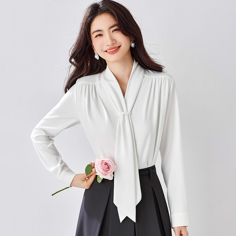 V-neck shirt long sleeve chiffon shirt for women