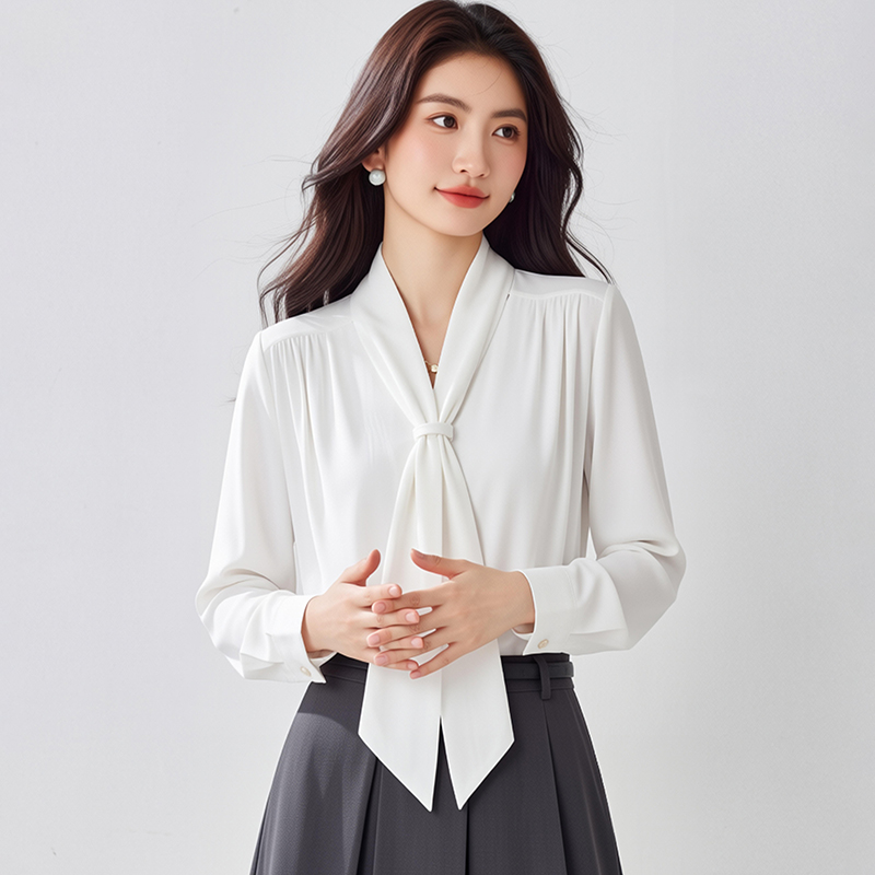 V-neck shirt long sleeve chiffon shirt for women