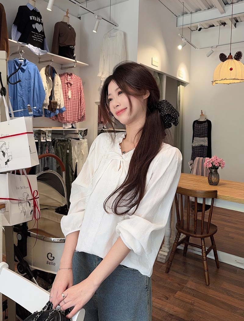 Casual spring tops white shirt for women