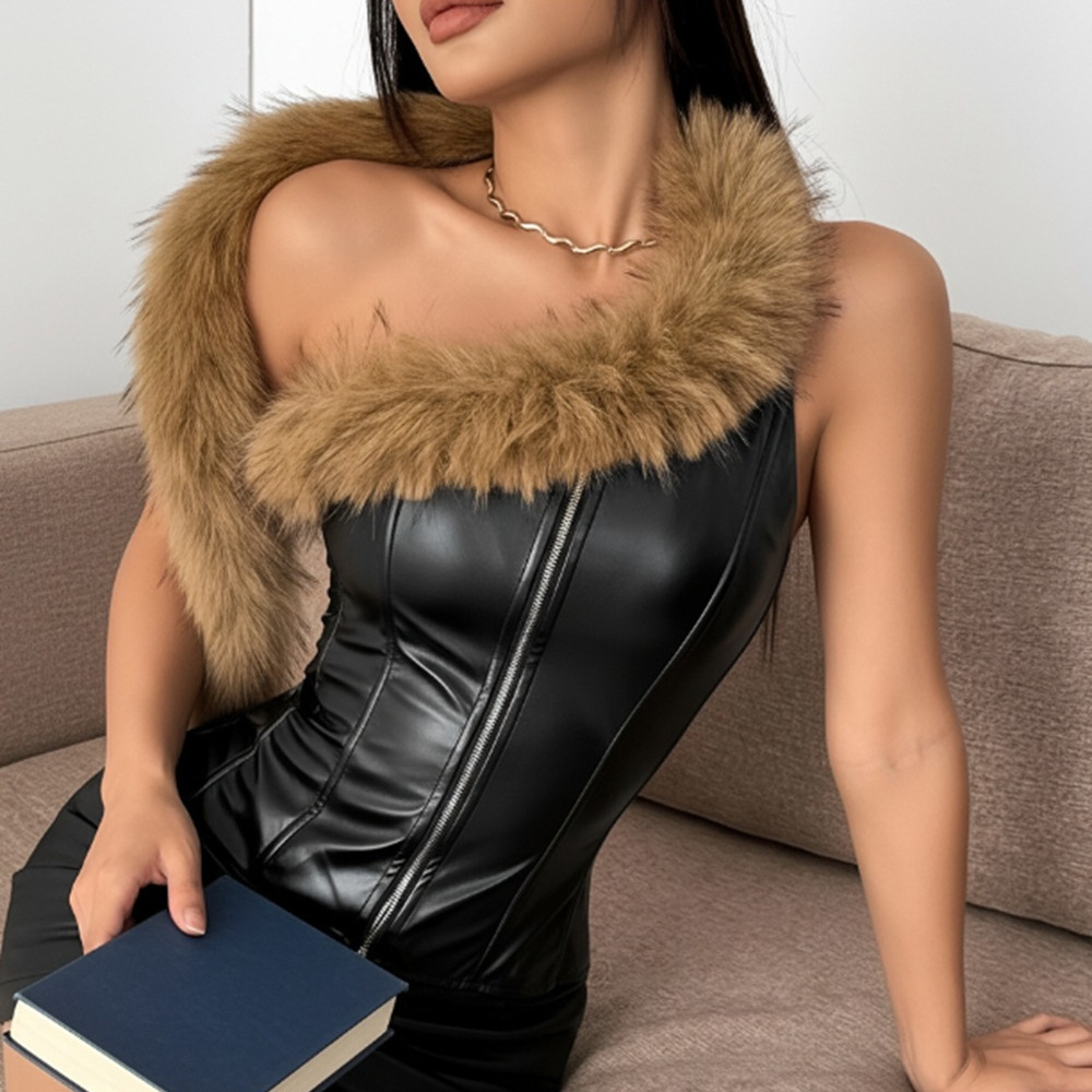 Wrapped chest European style corset slim PU vest