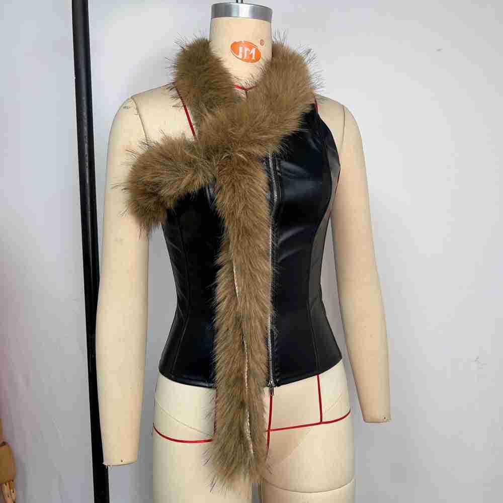 Wrapped chest European style corset slim PU vest