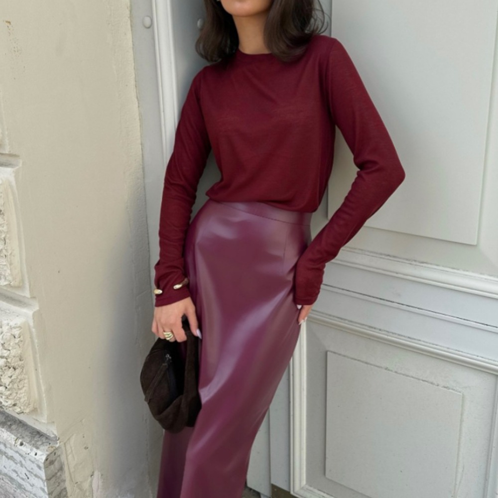 High waist summer skirt slim package hip leather skirt