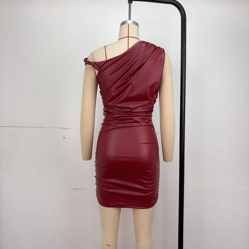 European style package hip leatherette dress