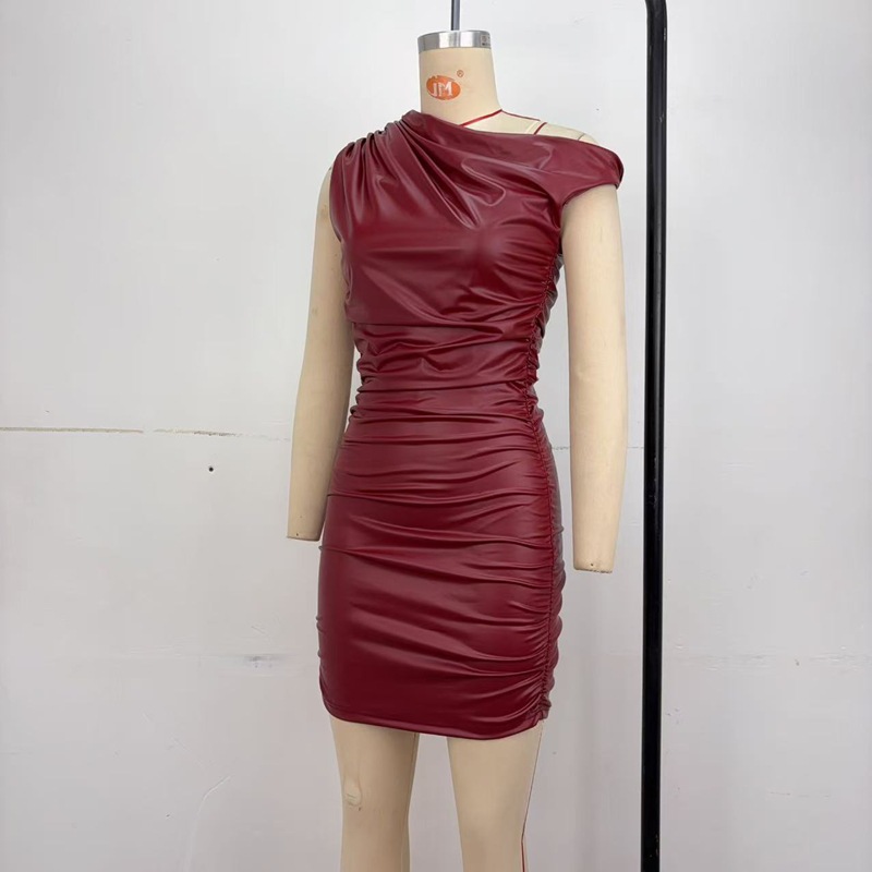 European style package hip leatherette dress