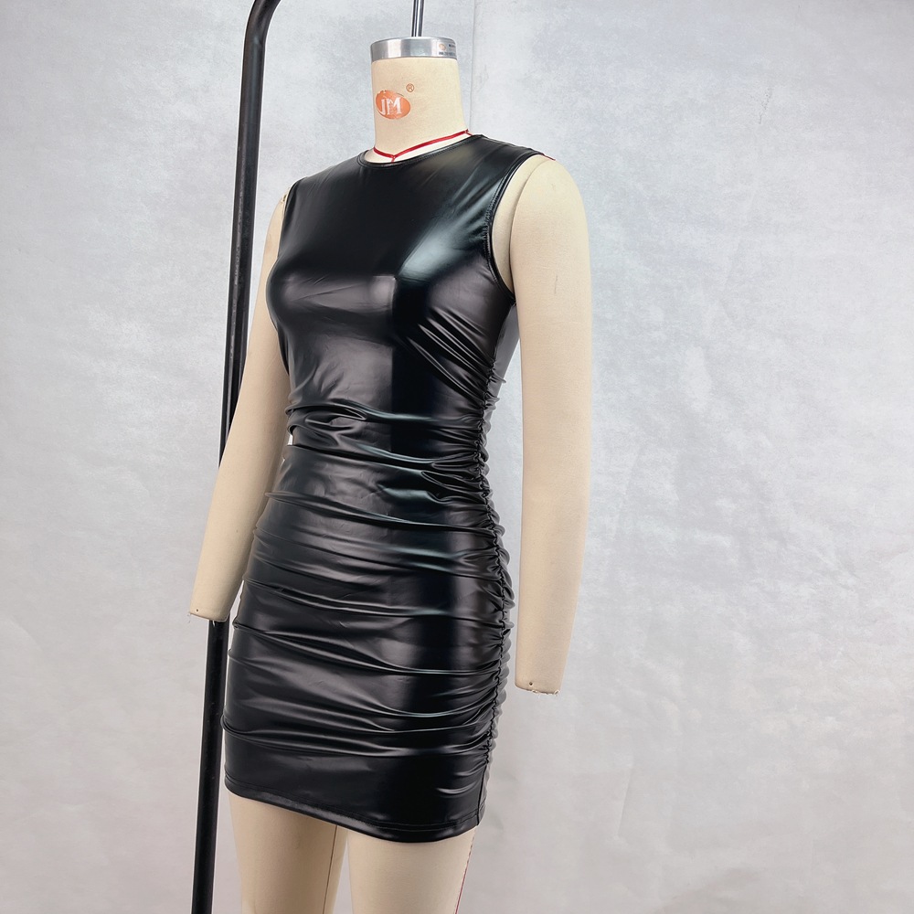 Nightclub package hip PU European style sexy dress for women