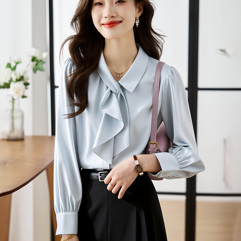 Fashion satin tops Western style shirt for women