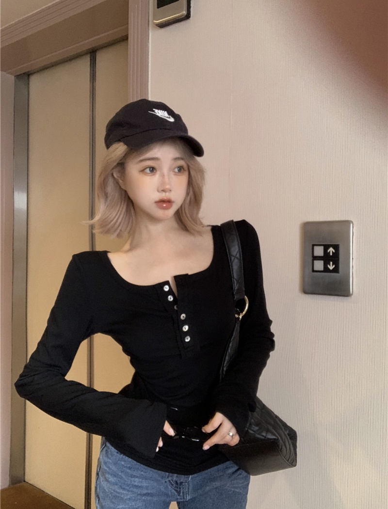 Stripe slim bottoming shirt long sleeve T-shirt for women