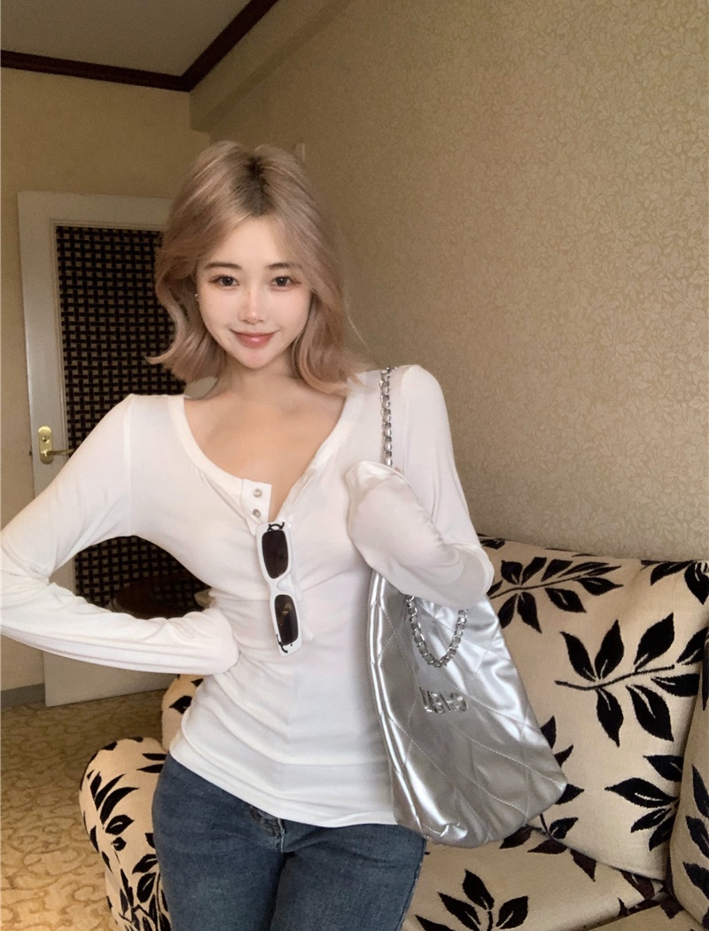 Stripe slim bottoming shirt long sleeve T-shirt for women