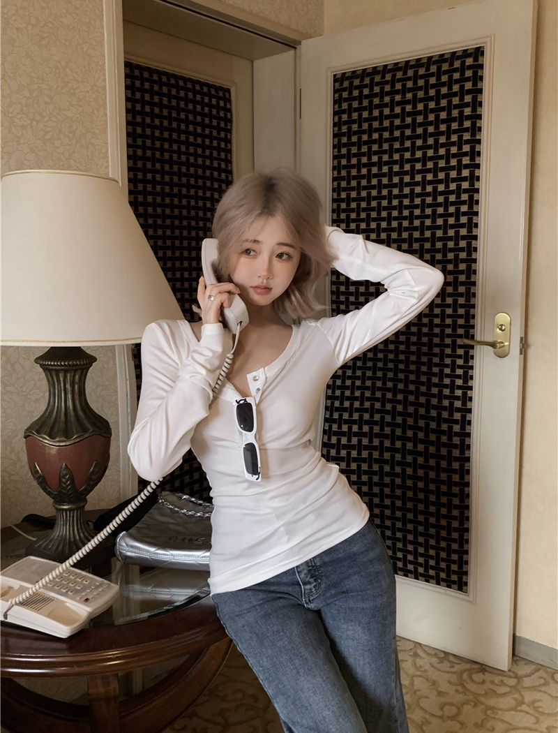 Stripe slim bottoming shirt long sleeve T-shirt for women