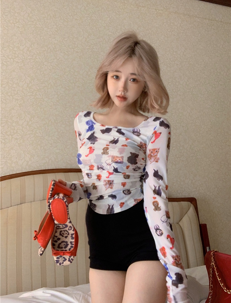 Chouzhe printing tops animal enticement T-shirt for women