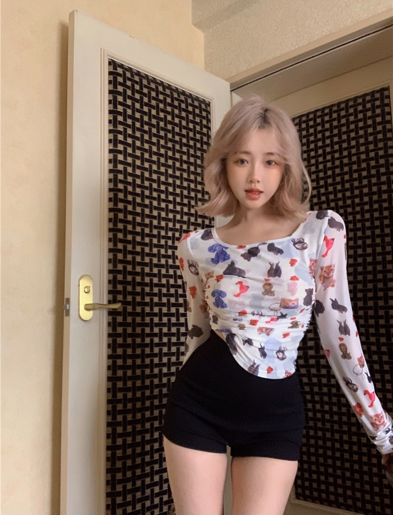 Chouzhe printing tops animal enticement T-shirt for women