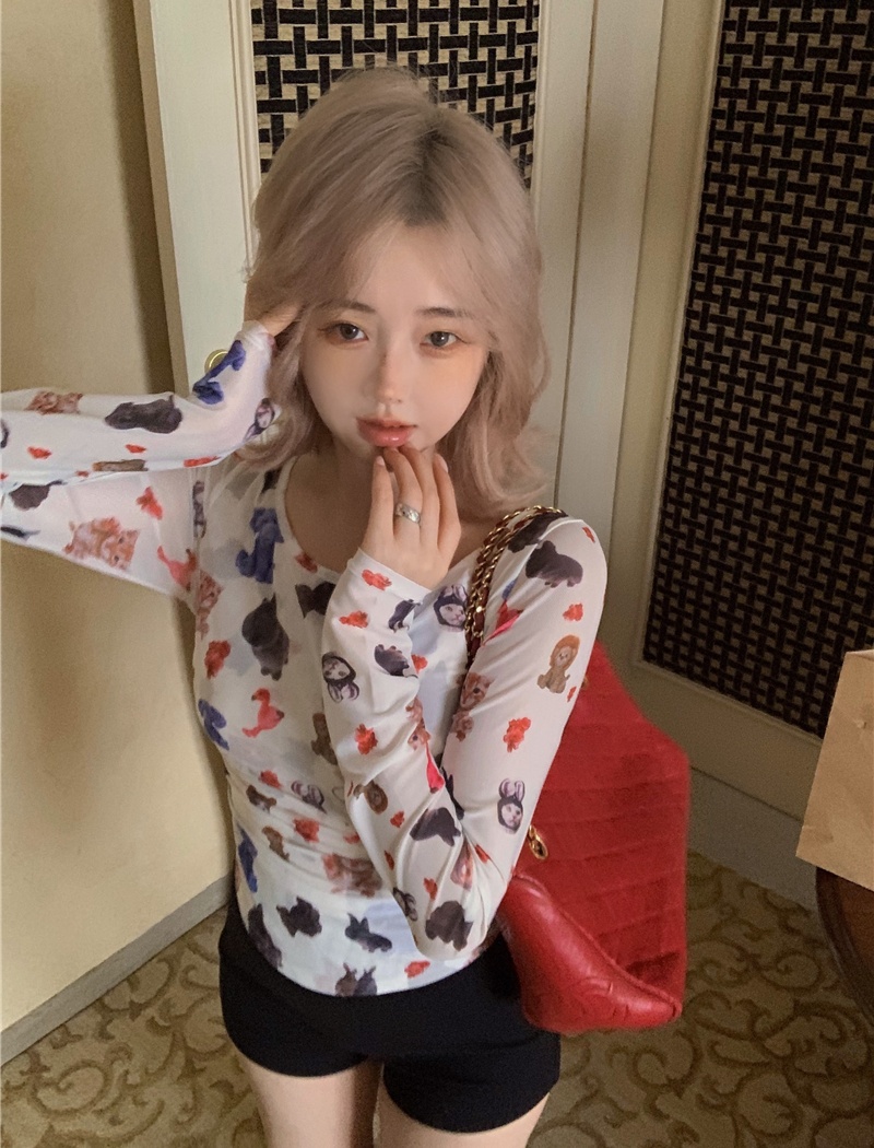 Chouzhe printing tops animal enticement T-shirt for women