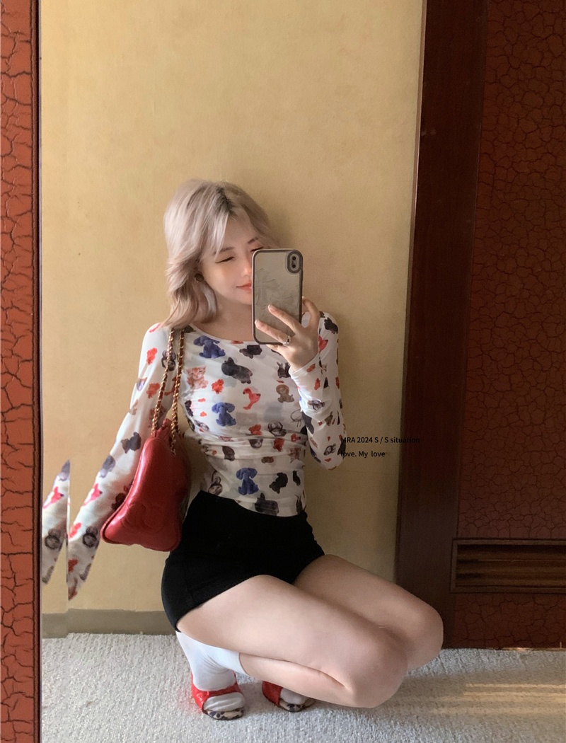 Chouzhe printing tops animal enticement T-shirt for women