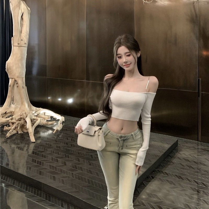 Sling enticement wrapped chest slim short tops for women