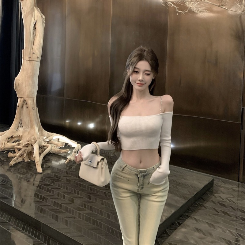 Sling enticement wrapped chest slim short tops for women