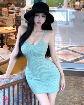 Hollow slim sexy dress weave crochet knitted strap dress