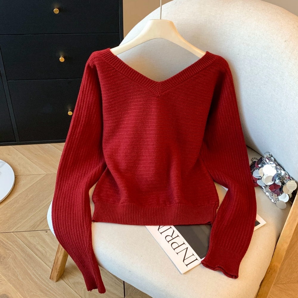 Loose slim long sleeve sweater thick lazy tops