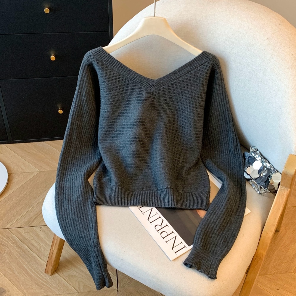 Loose slim long sleeve sweater thick lazy tops