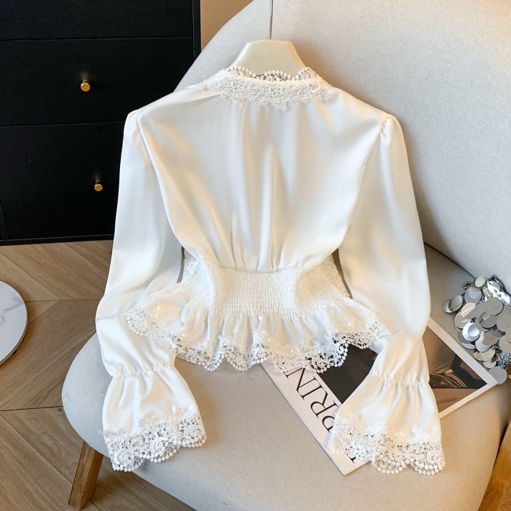 Enticement spring tops fold splice shirt for women