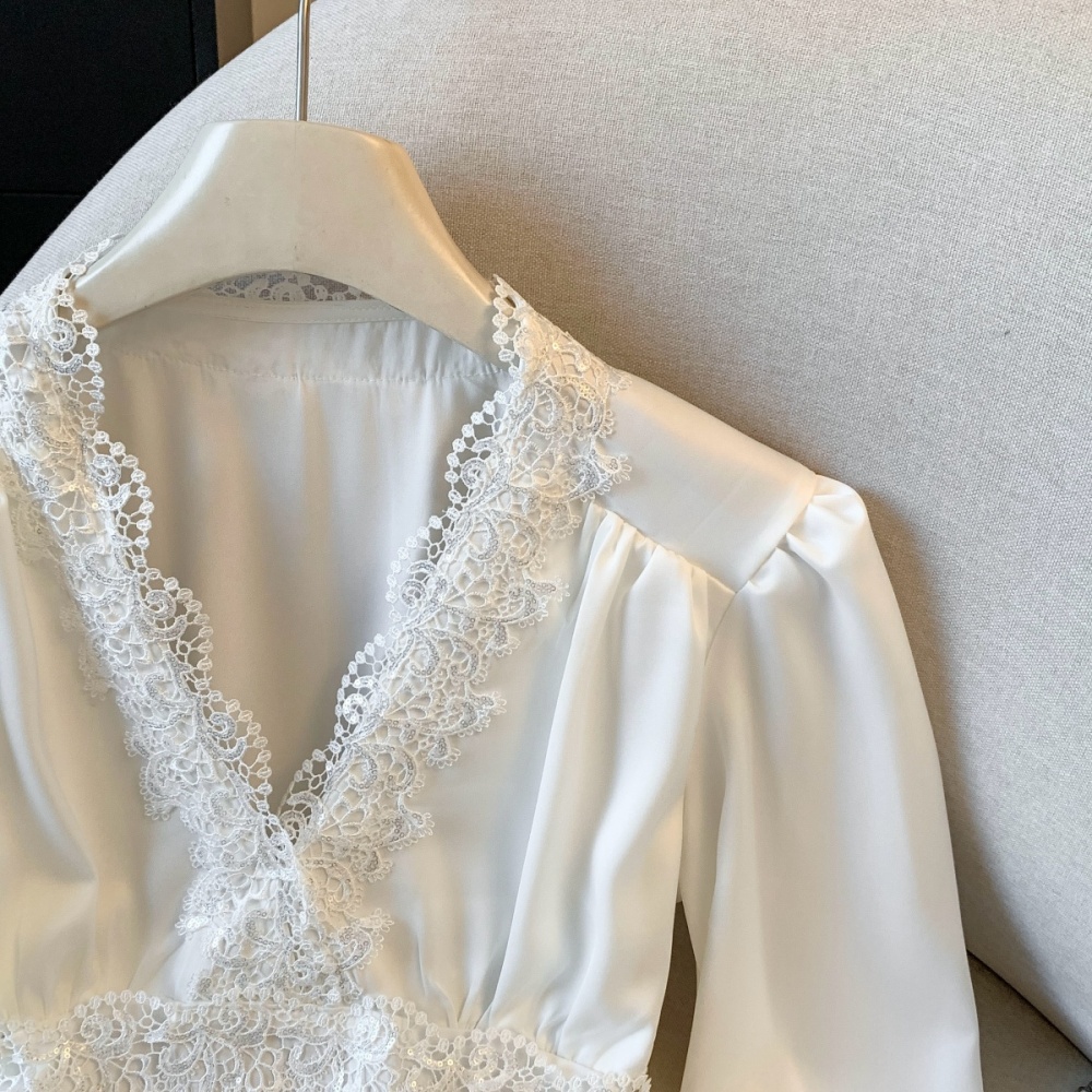 Enticement spring tops fold splice shirt for women