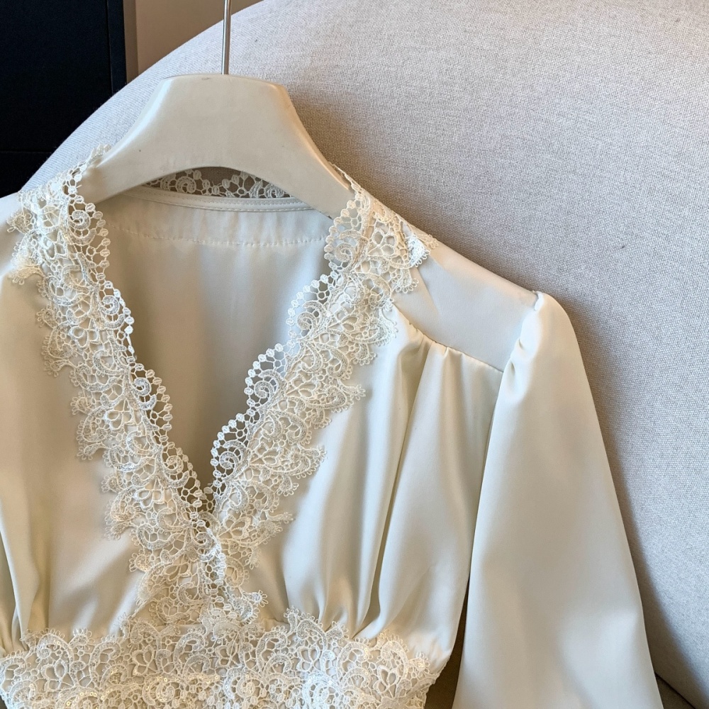 Enticement spring tops fold splice shirt for women