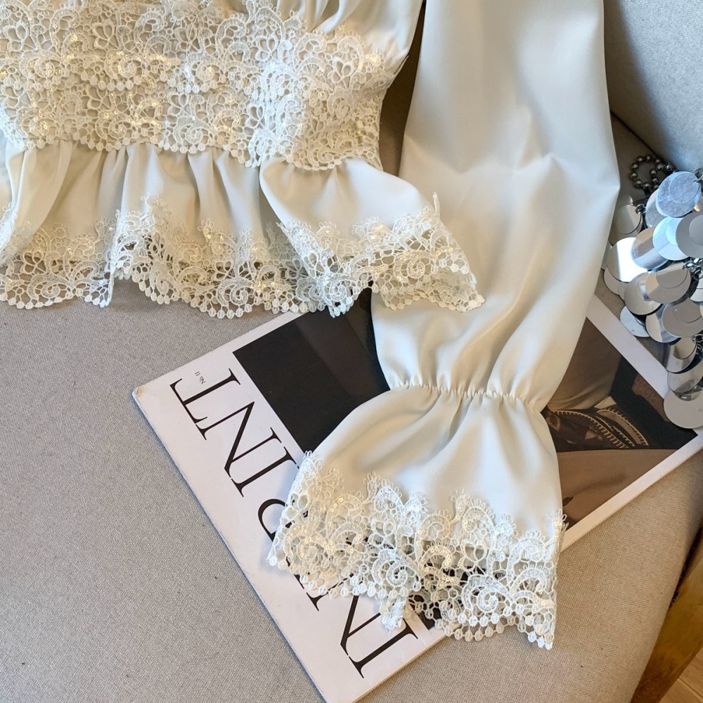 Enticement spring tops fold splice shirt for women