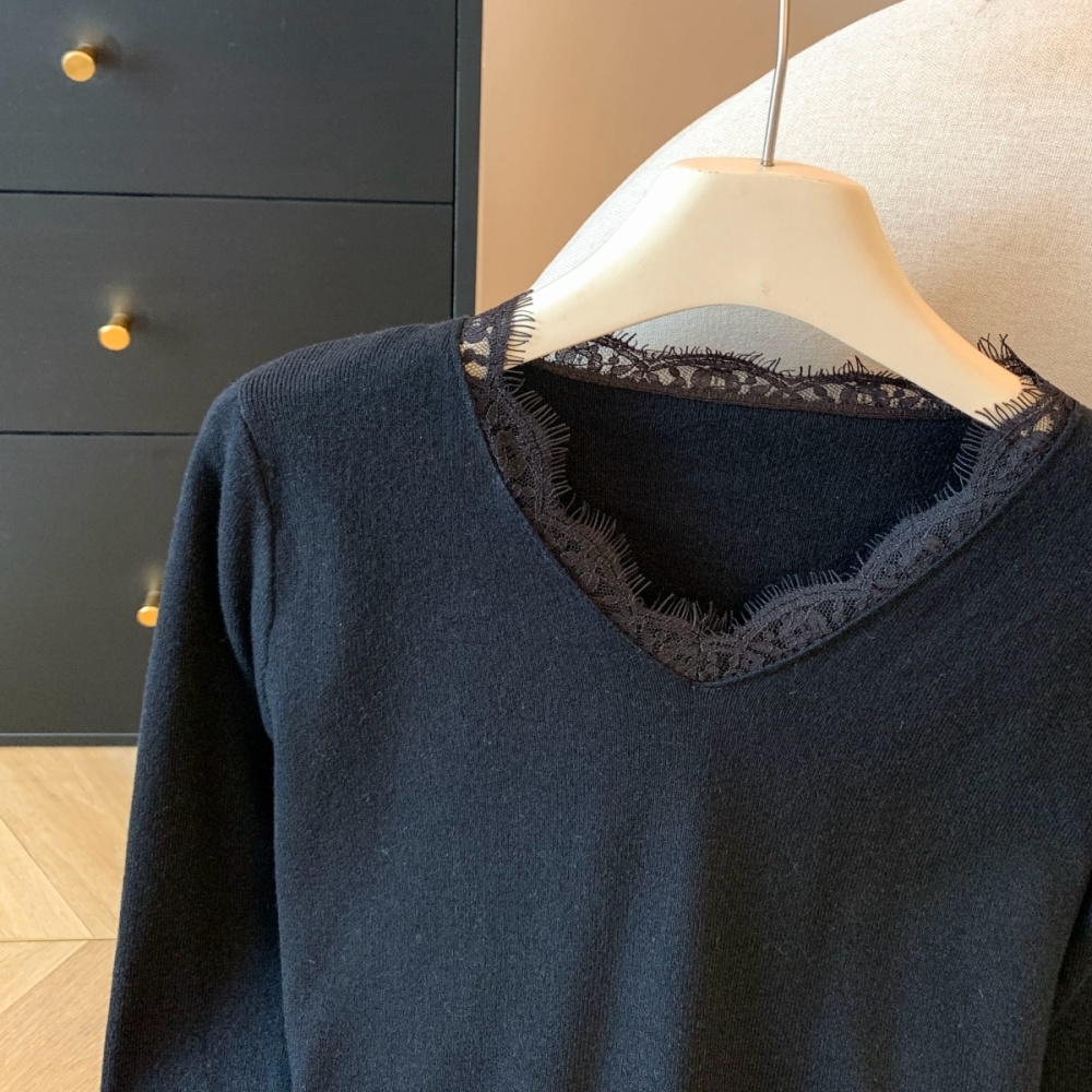 Autumn and winter sweater V-neck tops for women
