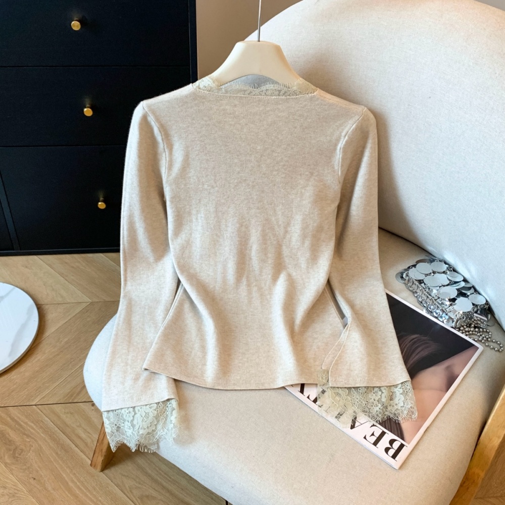 Autumn and winter sweater V-neck tops for women