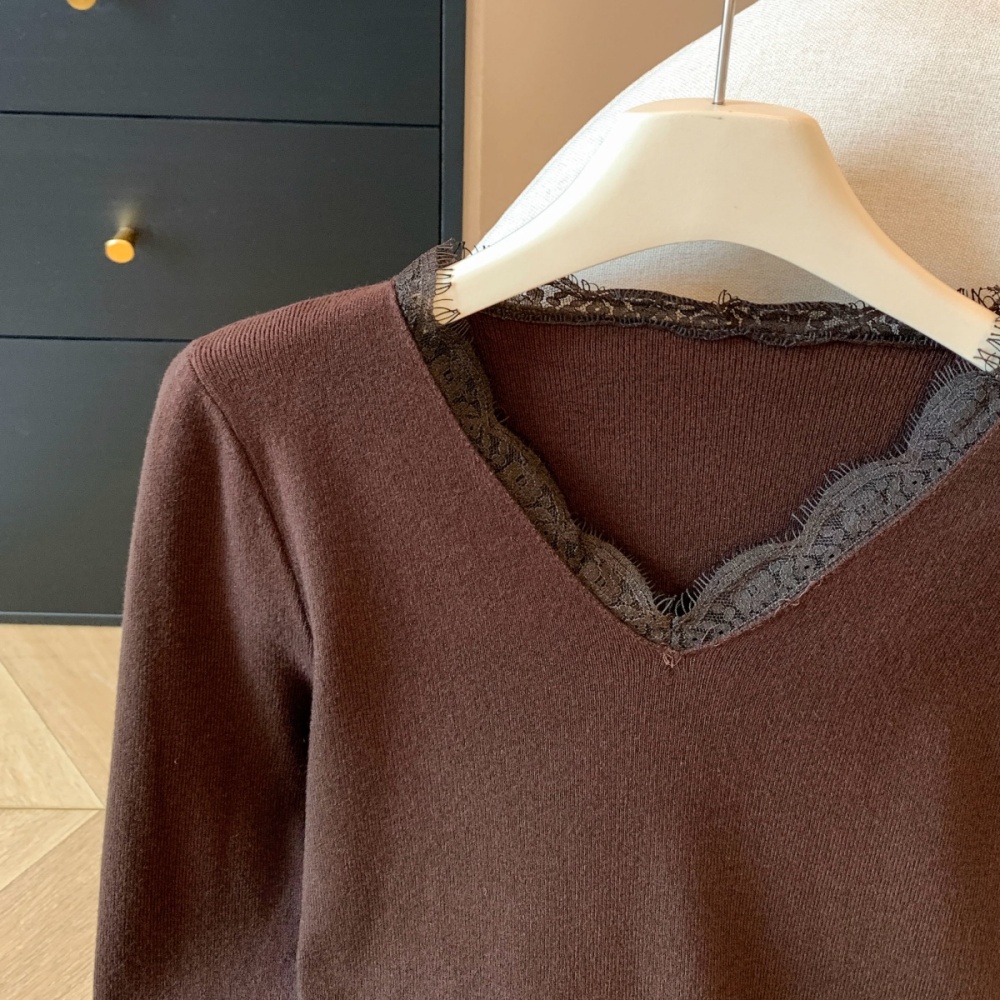 Autumn and winter sweater V-neck tops for women