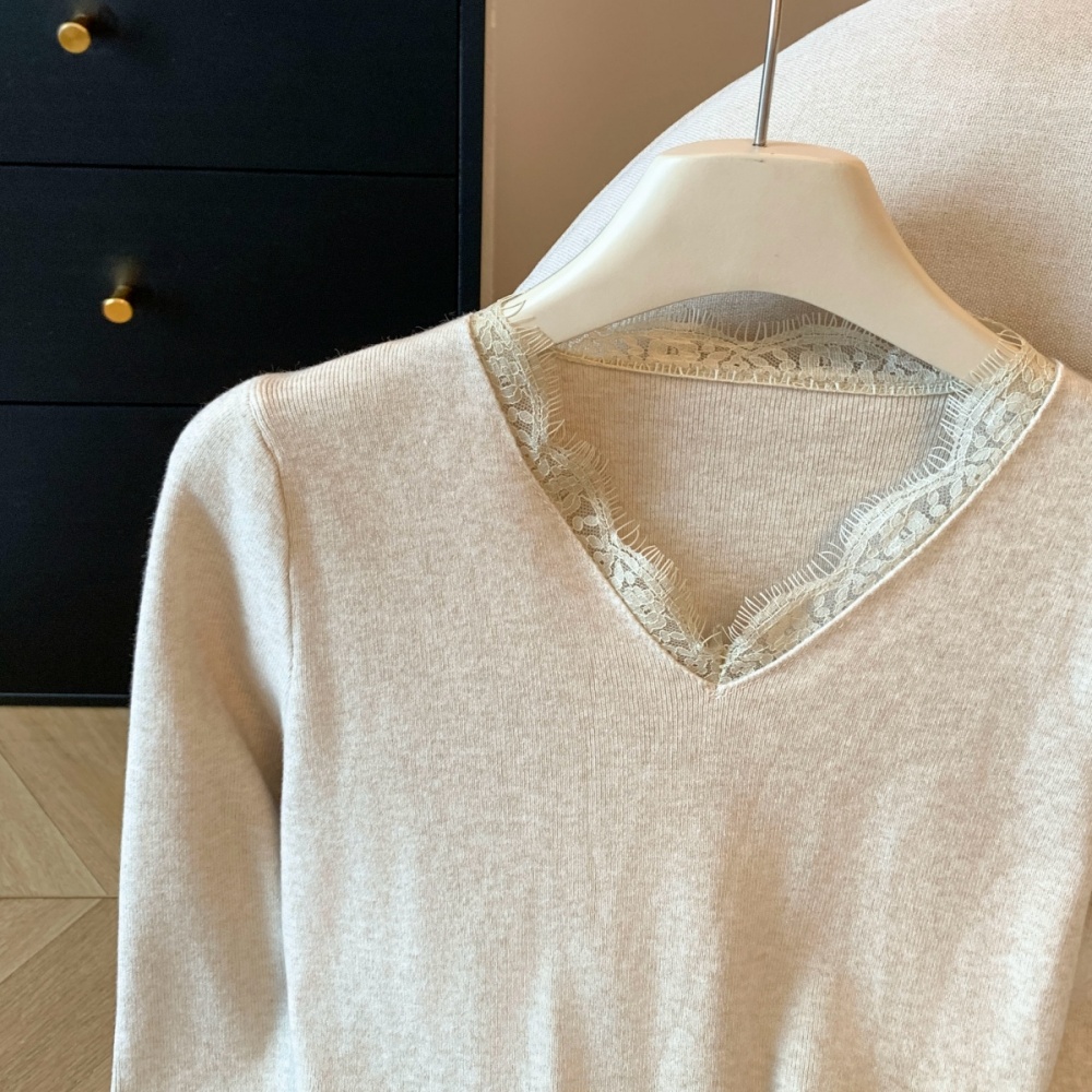 Autumn and winter sweater V-neck tops for women