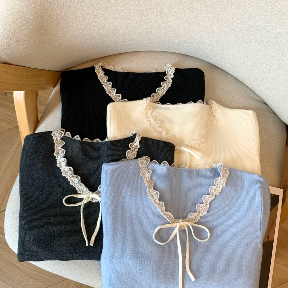 Sweet bottoming shirt lace tops for women