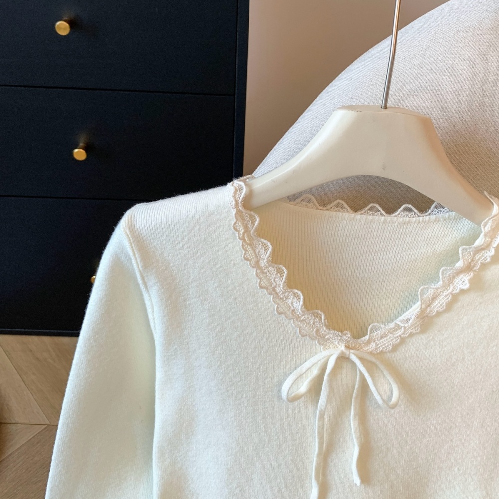 Sweet bottoming shirt lace tops for women