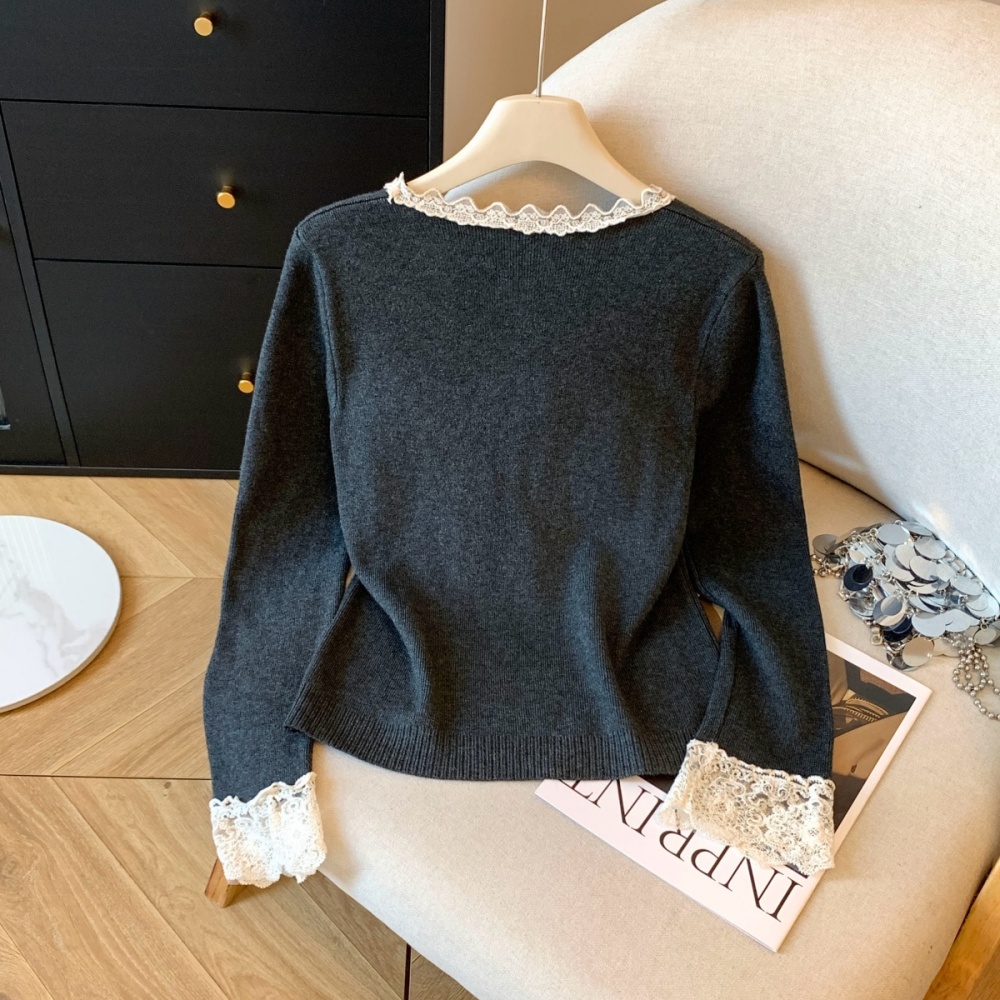 Sweet bottoming shirt lace tops for women