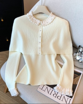 Lace slim tops chanelstyle winter sweater 2pcs set