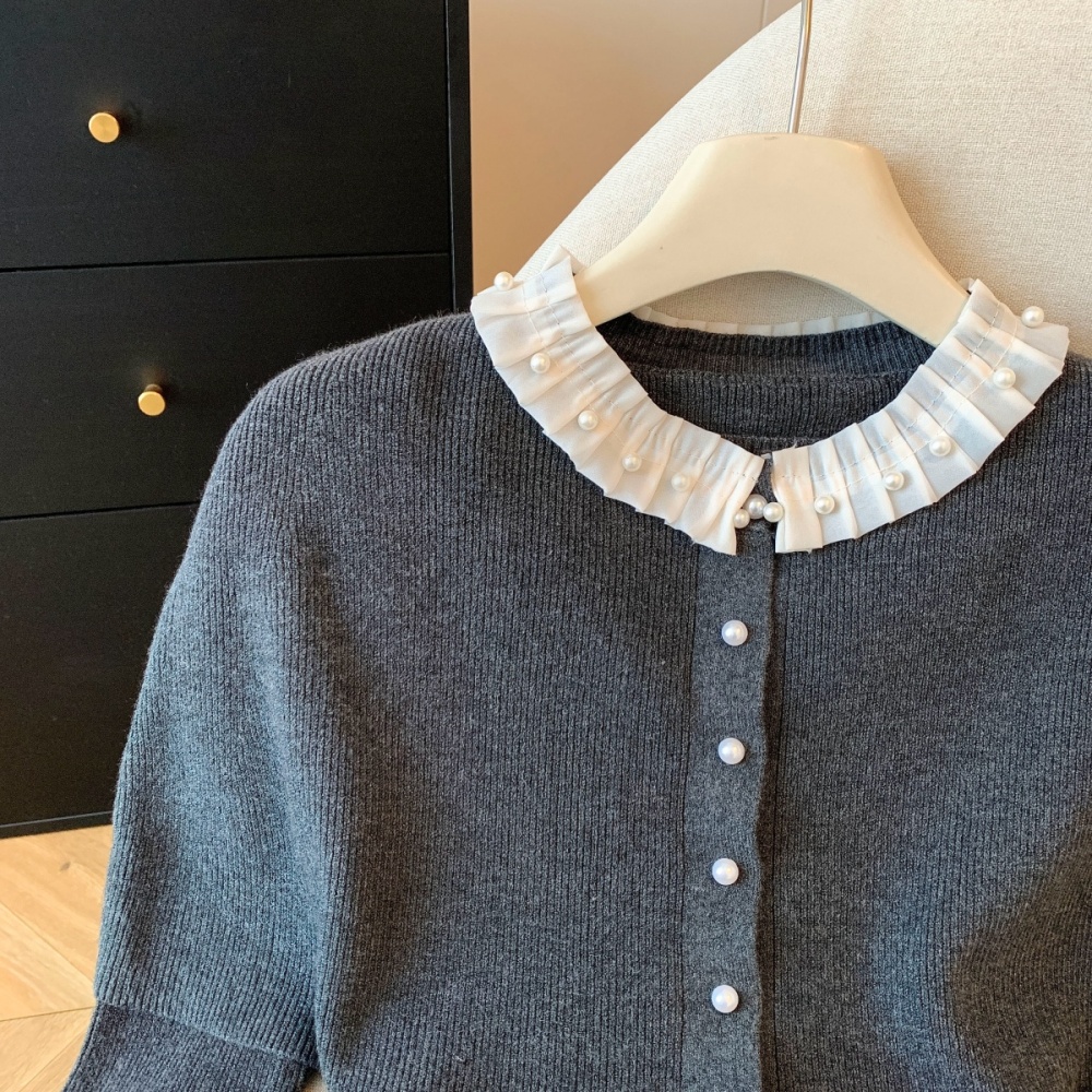 Lace slim tops chanelstyle winter sweater 2pcs set