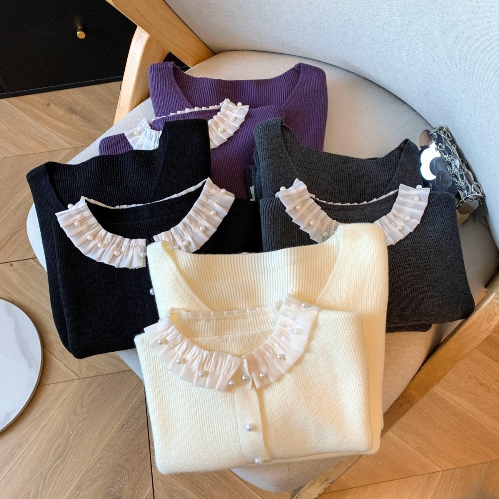 Lace slim tops chanelstyle winter sweater 2pcs set