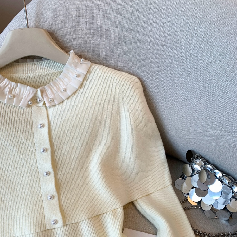 Lace slim tops chanelstyle winter sweater 2pcs set