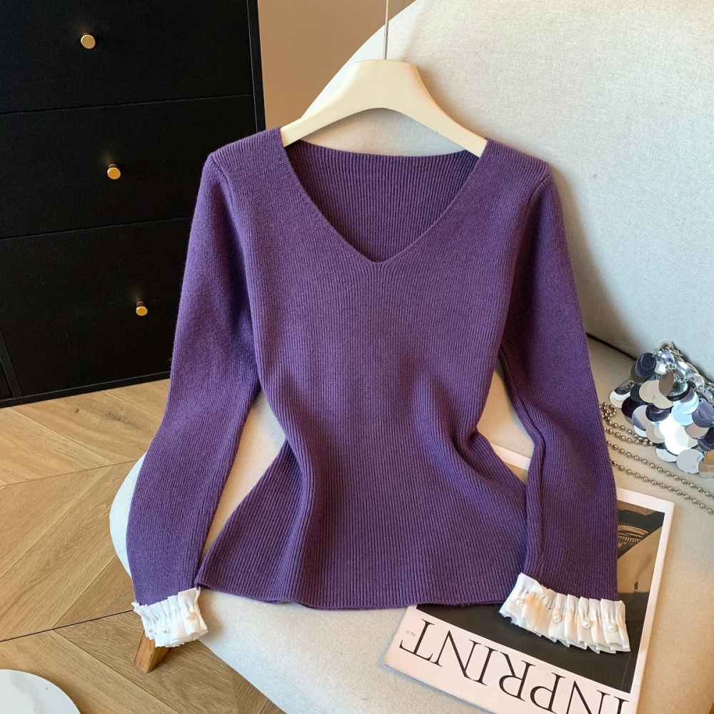 Lace slim tops chanelstyle winter sweater 2pcs set