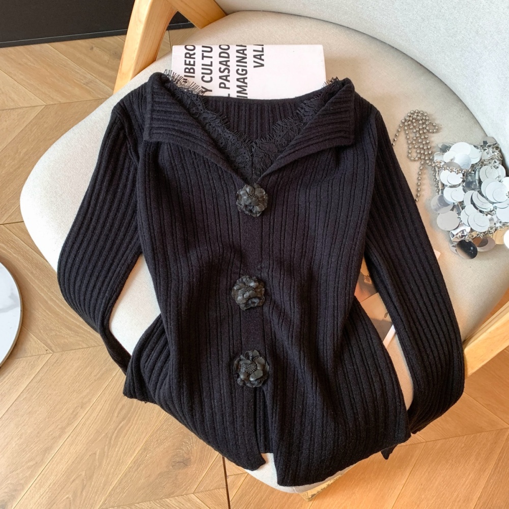 Lace knitted sweater winter shirts for women