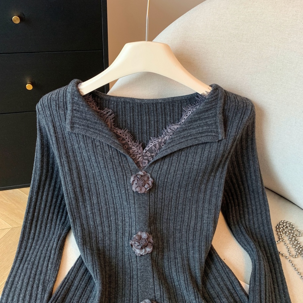 Lace knitted sweater winter shirts for women
